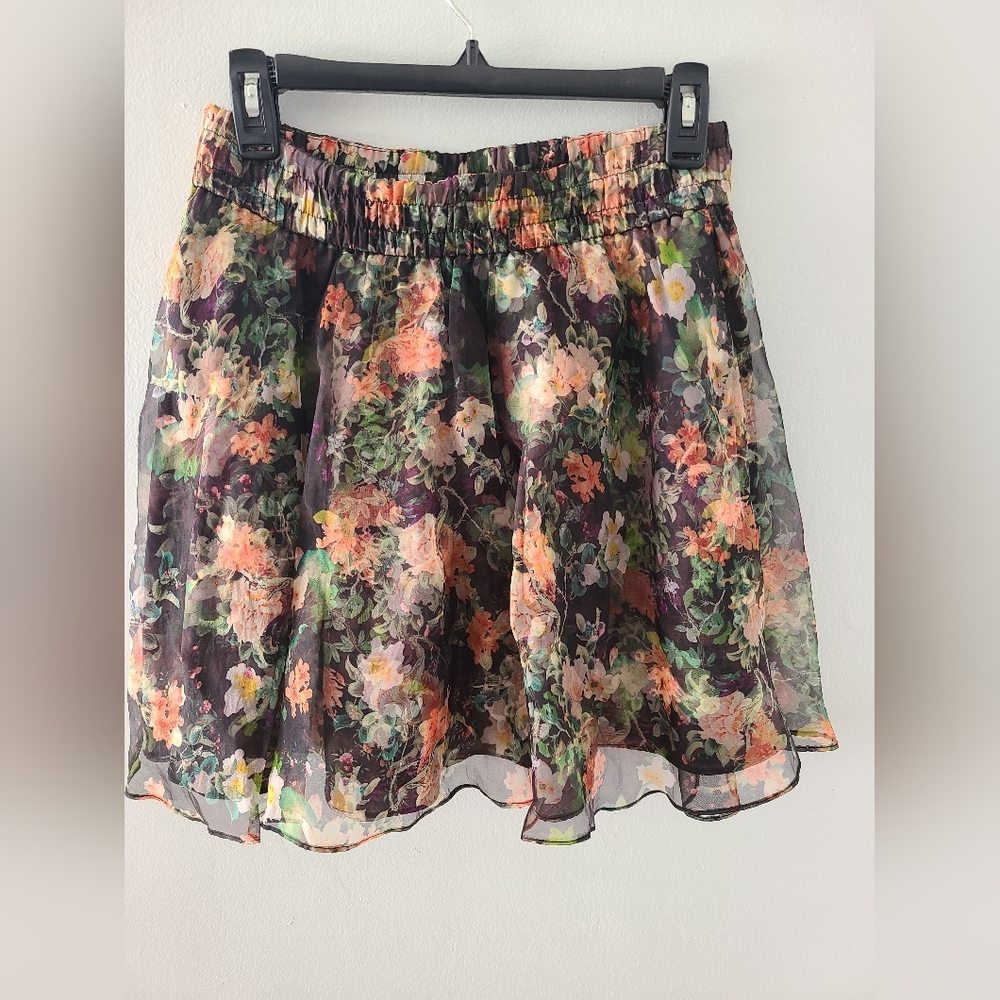 Alice +Olivia Floral Chiffon Skirt